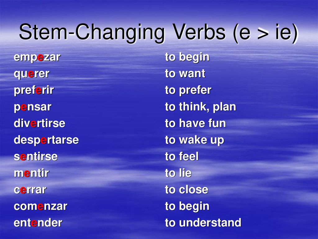 Present Tense Stem-Changing Verbs - Ppt Download